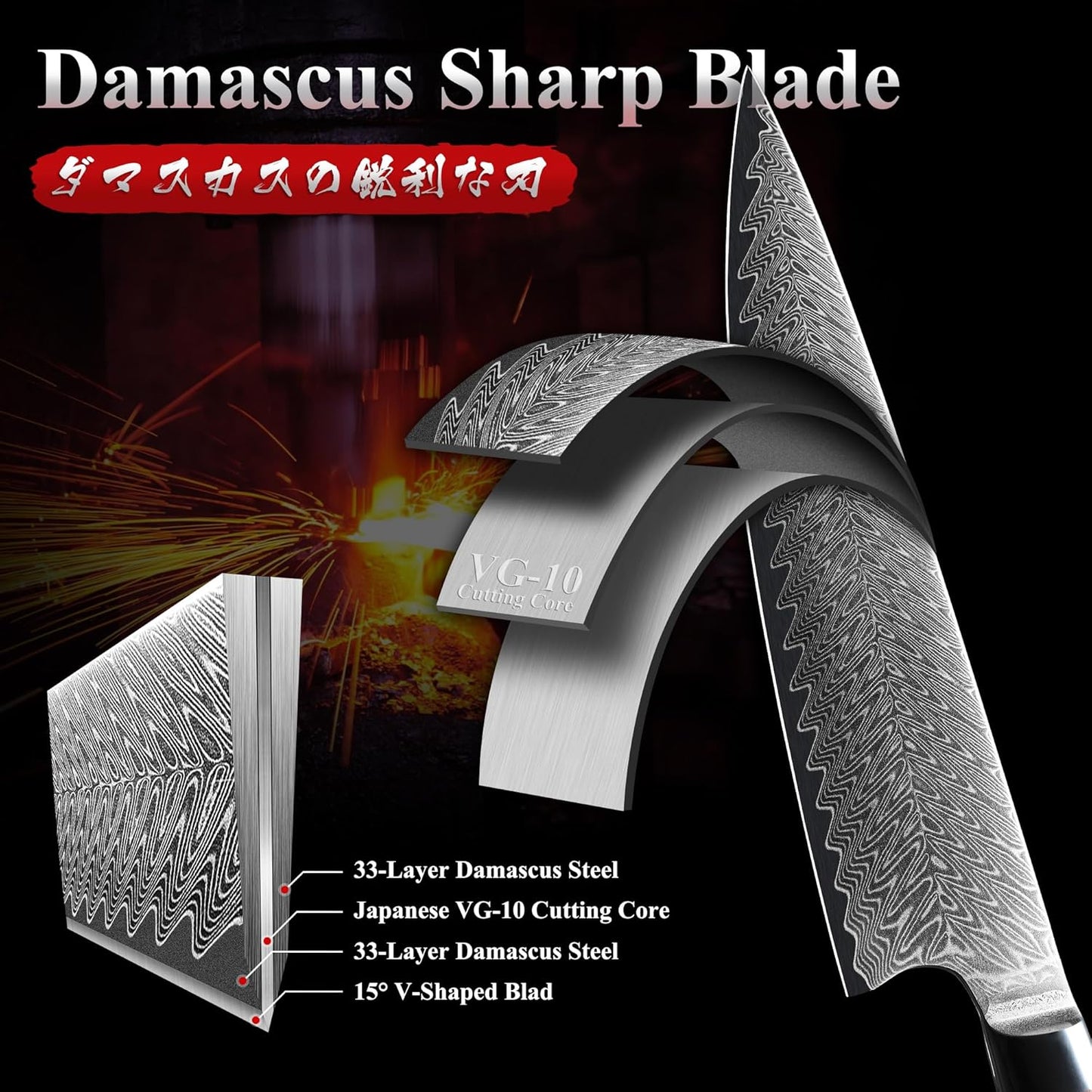 Engraved 8" Damascus Chef Knife Kitchen Pakka Wood Handle