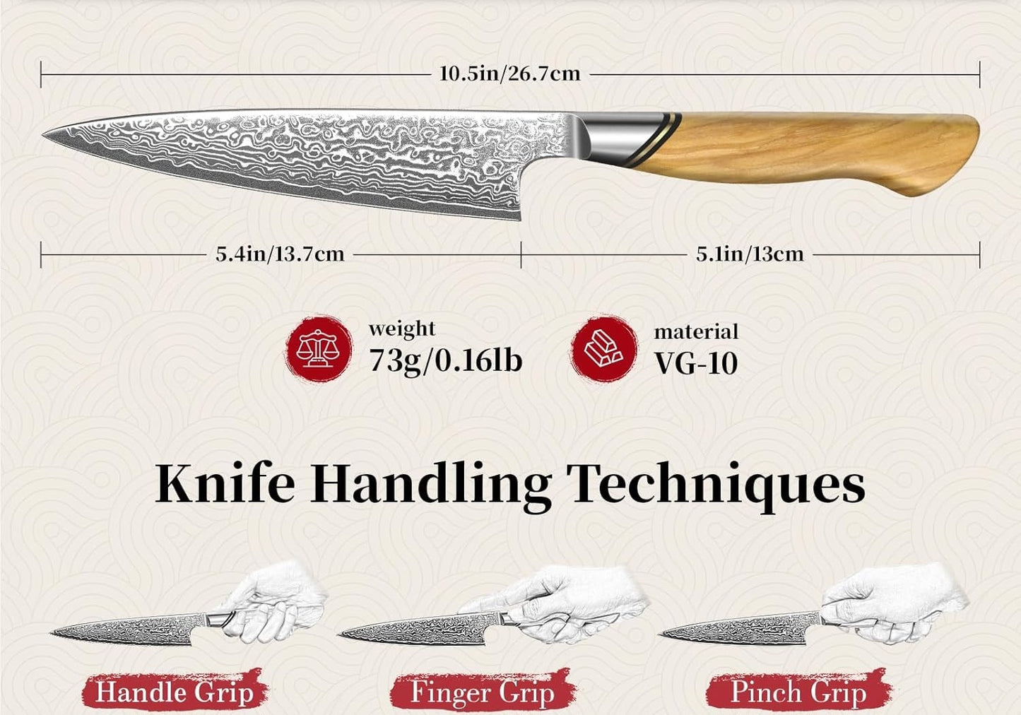Engraved 5" Damascus Paring Knife Kitchen Olive Wood Handle