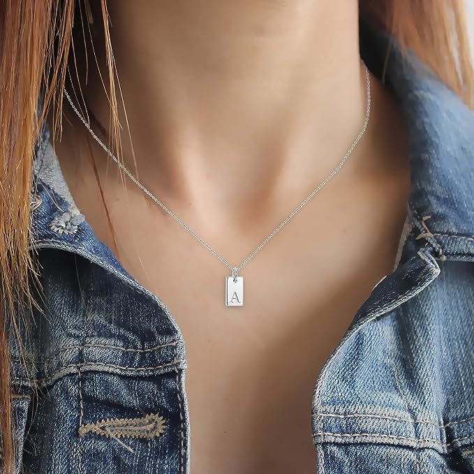 Silver Tag Initial Necklace | LN10
