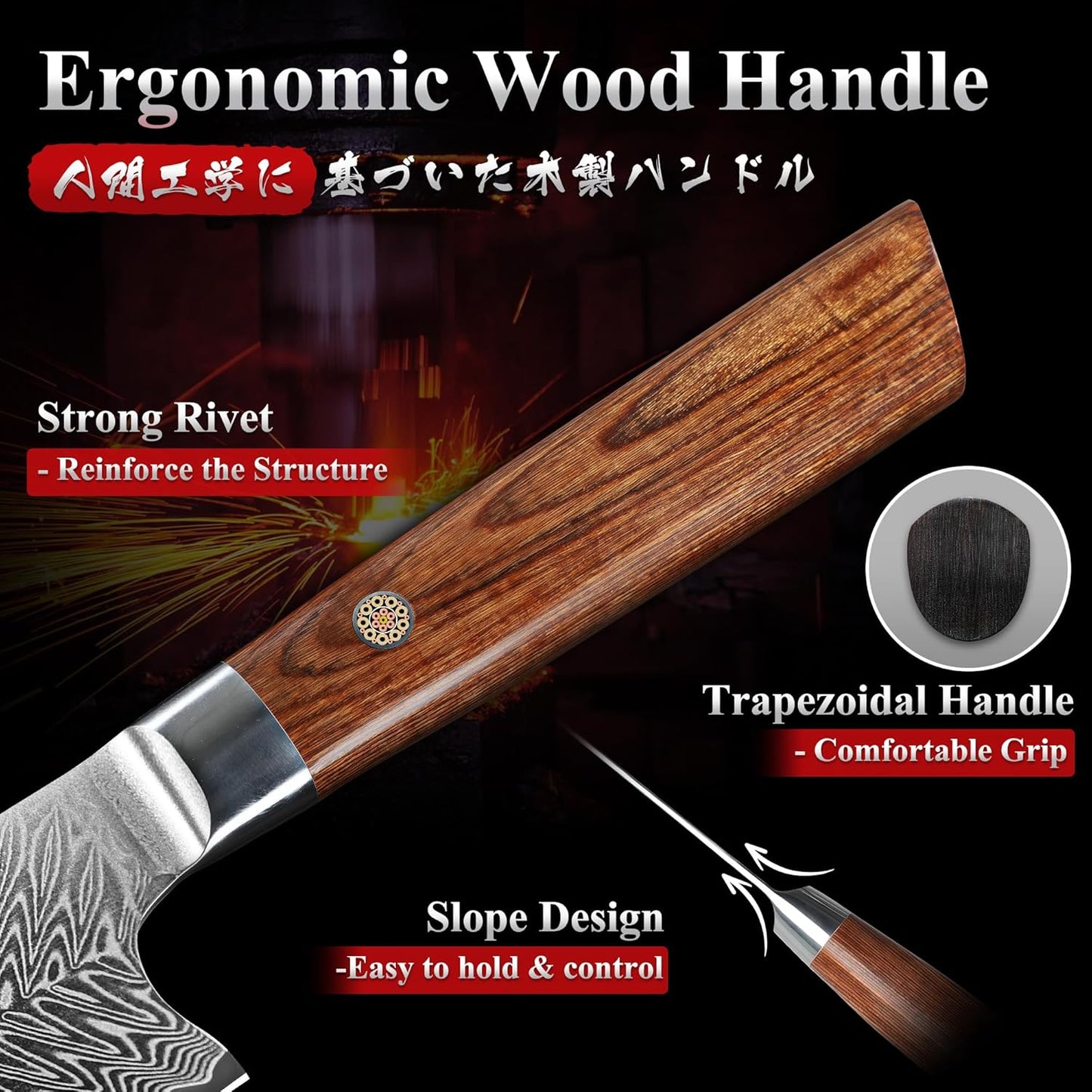 Engraved 8" Damascus Chef Knife Kitchen Pakka Wood Handle