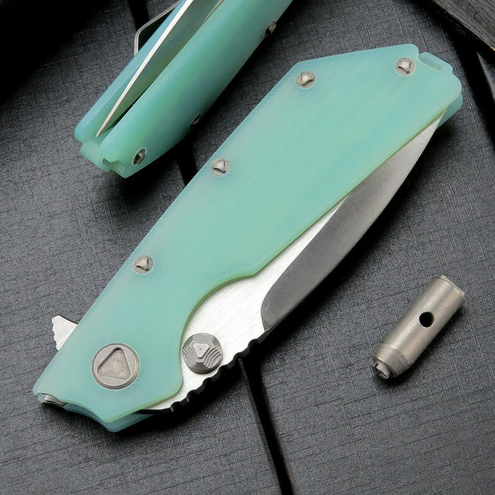 D2 Steel Blade Jade G10 Handle Pocket Knife NR14