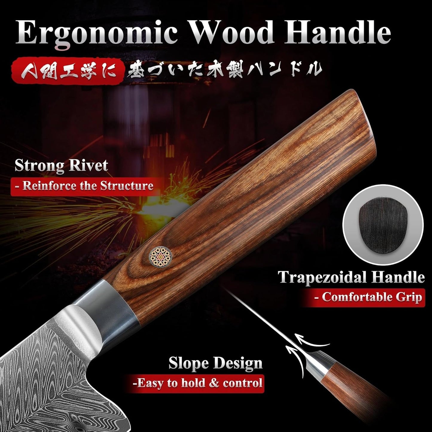 Engraved 8" Damascus Chef Knife Nakiri Kitchen Pakka Wood Handle