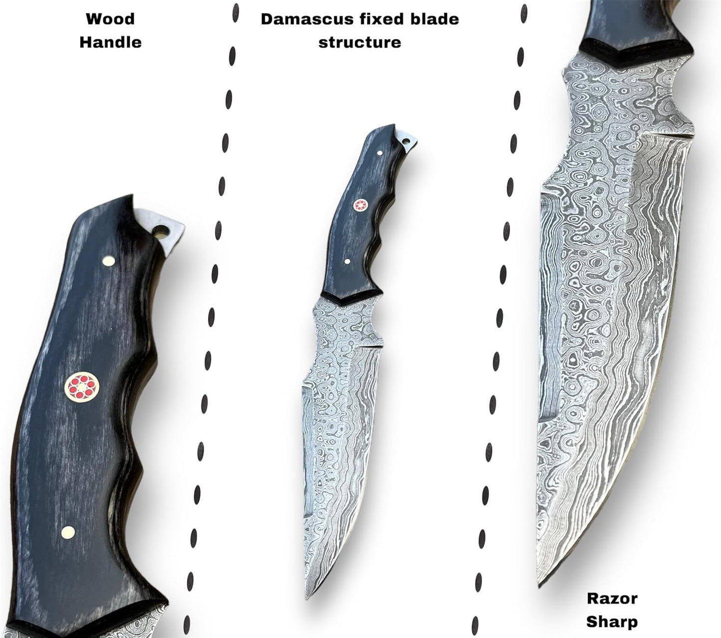 Damascus 10.7" Hunting Knife Shadow Olive Wood Handle