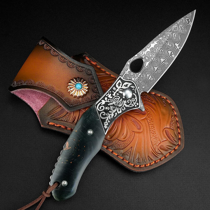 VG10 Damascus Folding Knife Sandalwood Handle NR07 - North Rustic