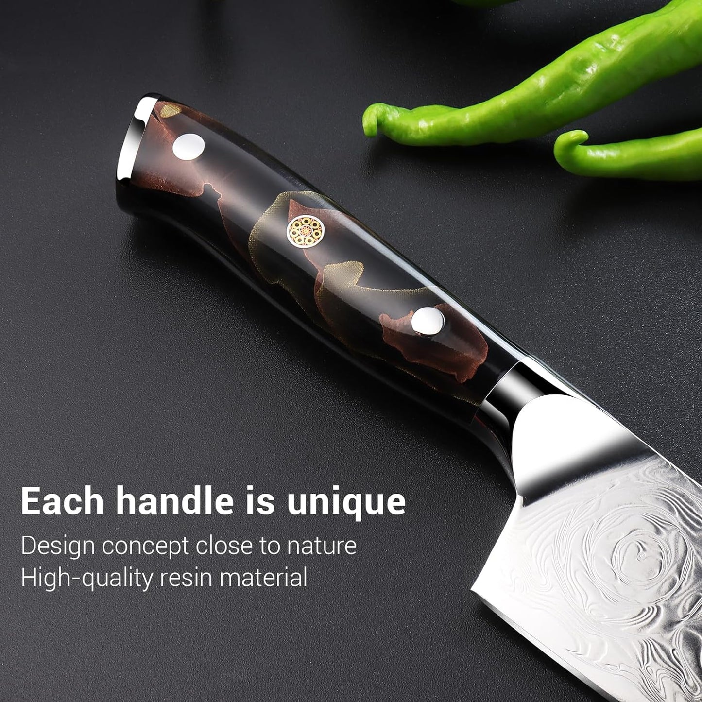 Engraved 8" Damascus VG10 Chef Knife Kitchen Culinary Wood Resin Handle