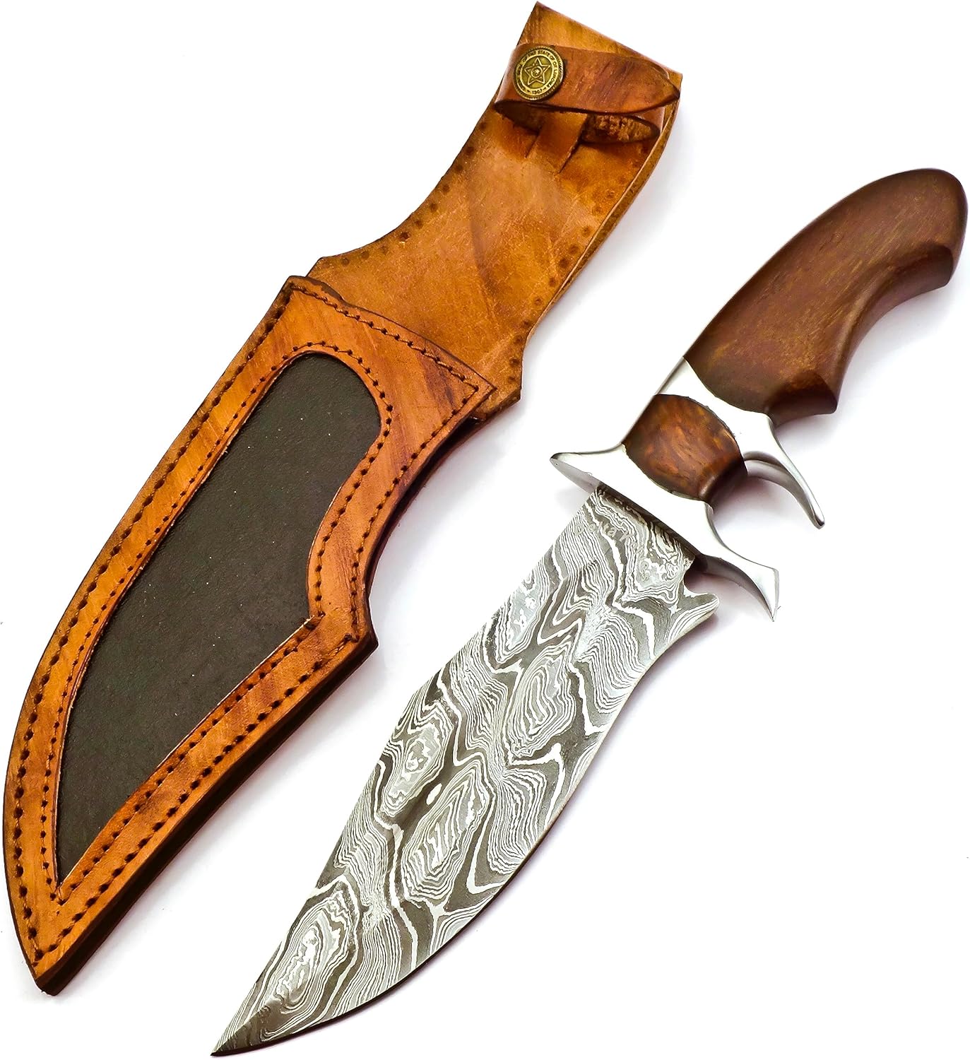 Rosewood Handle 12" Damascus Hunting Knife