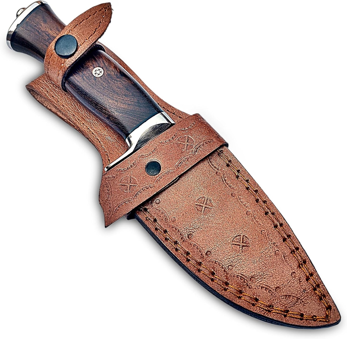 10" Damascus Hunting Knife Walnut Wood Handle