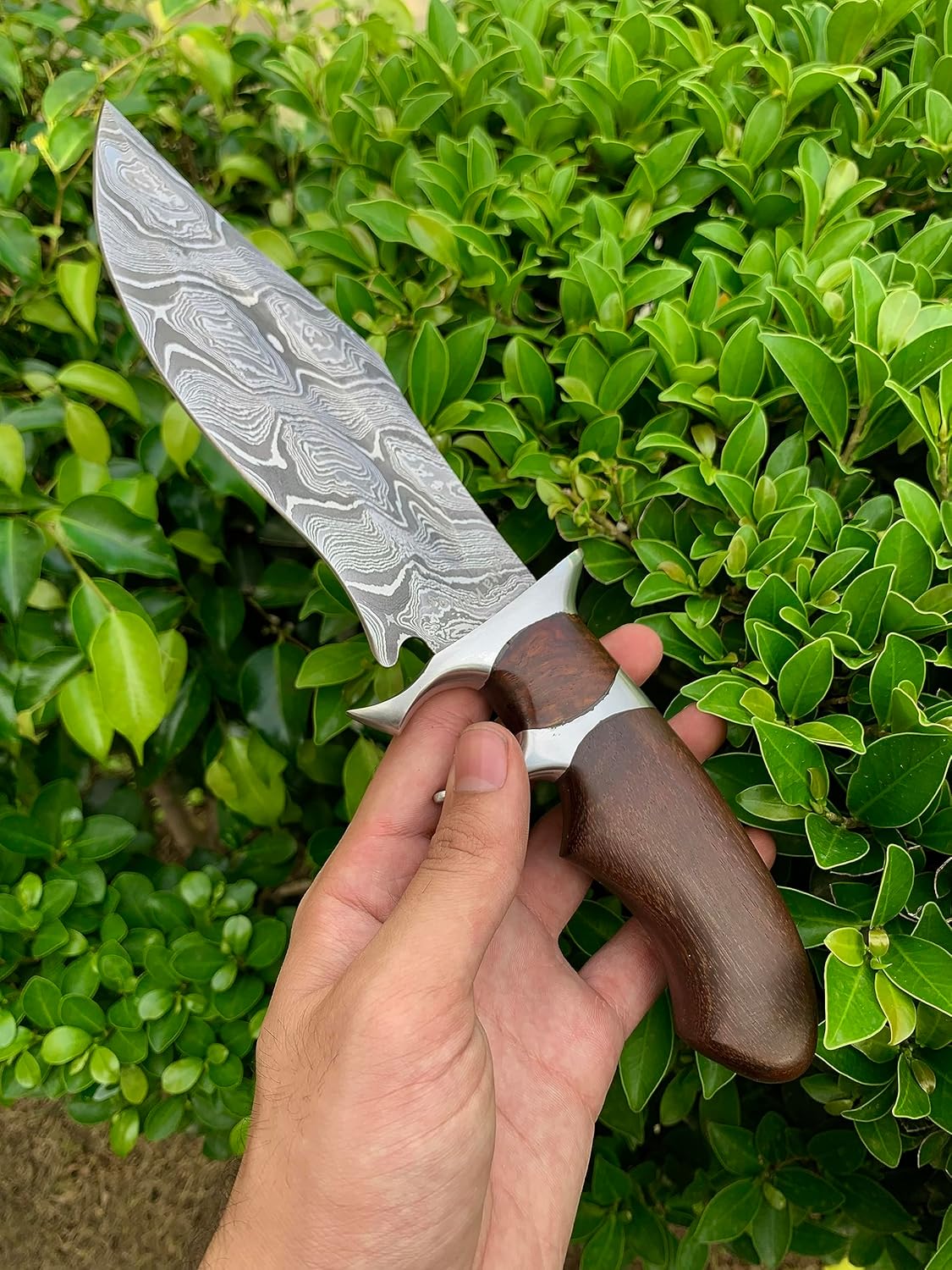 Rosewood Handle 12" Damascus Hunting Knife