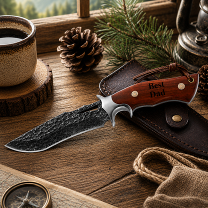Personalized Damascus Hunting Knife –  Fixed Blade with Custom Engraving