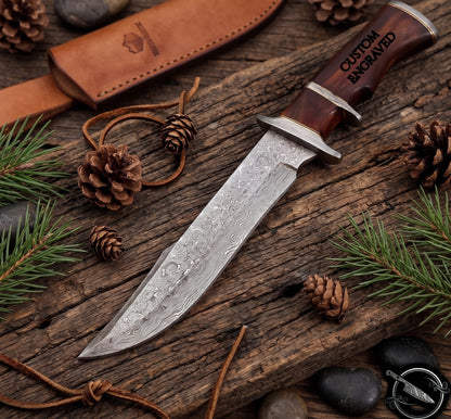Damascus Outdoors Knife Rosewood Handle