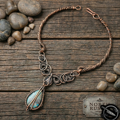 Wire Wrapped Necklace With Shattuckite Pendant