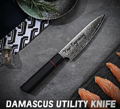5.7" Utility Kitchen Knife G10 Carbon Fiber Handle