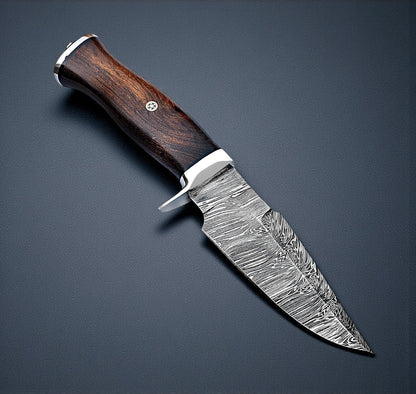 10" Damascus Hunting Knife Walnut Wood Handle