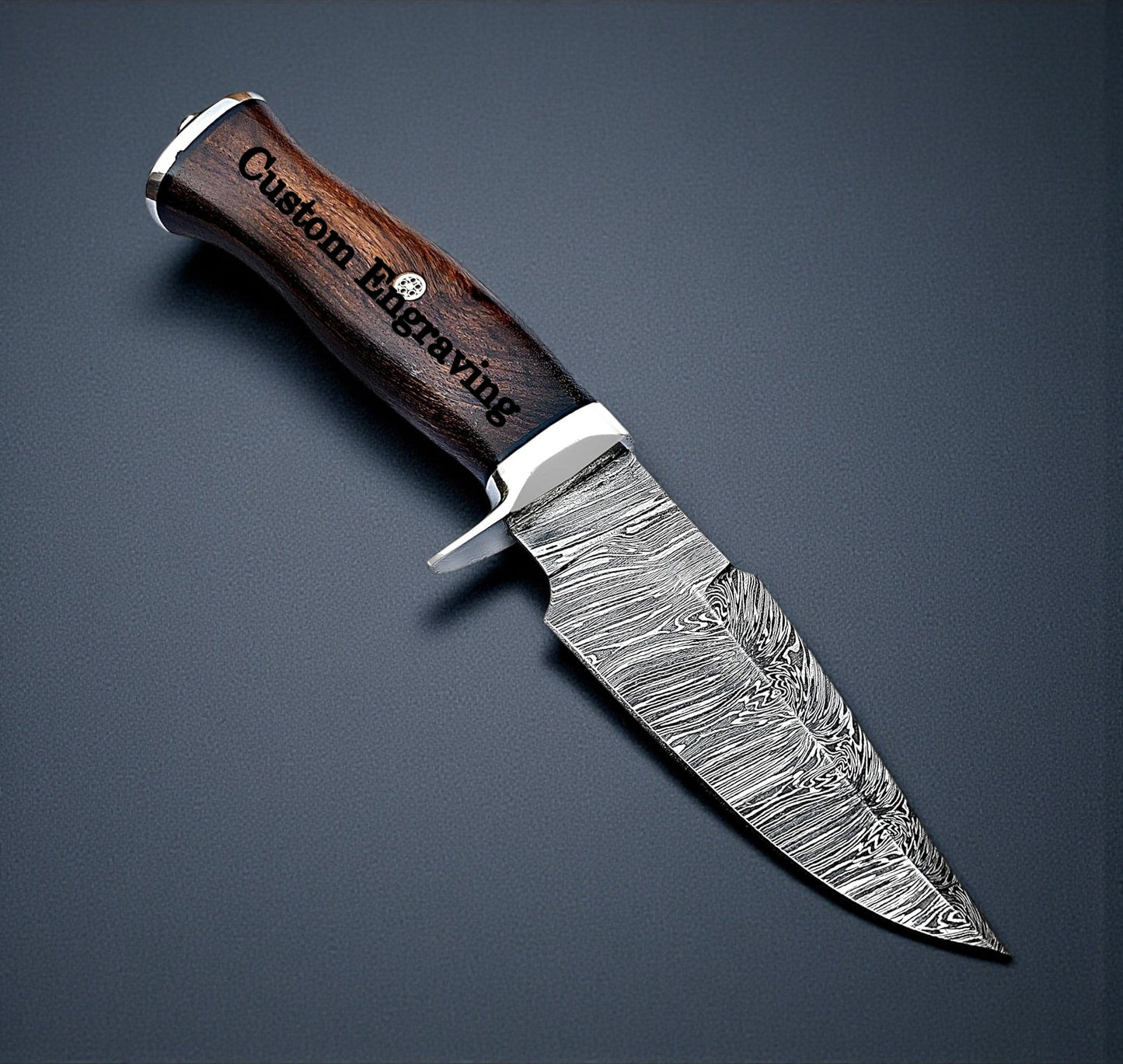 10" Damascus Hunting Knife Walnut Wood Handle