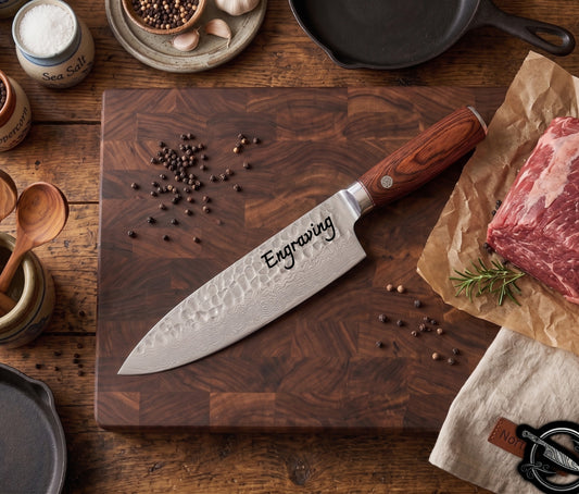 Damascus Chef Knife 8" - Rosewood Handle