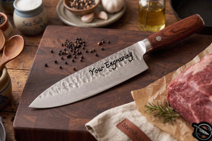Damascus Chef Knife 8" - Rosewood Handle