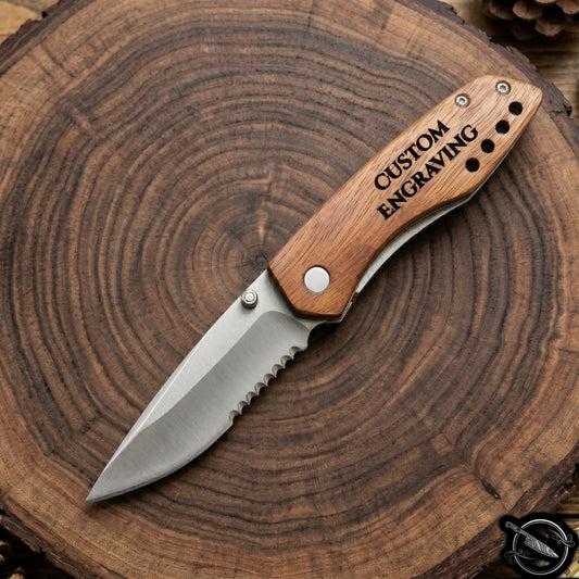 Walnut Wood Handle Pocket Knife