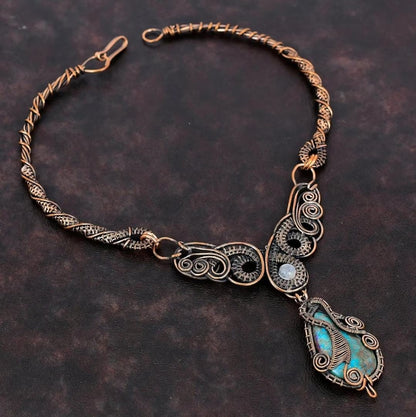 Wire Wrapped Necklace With Shattuckite Pendant