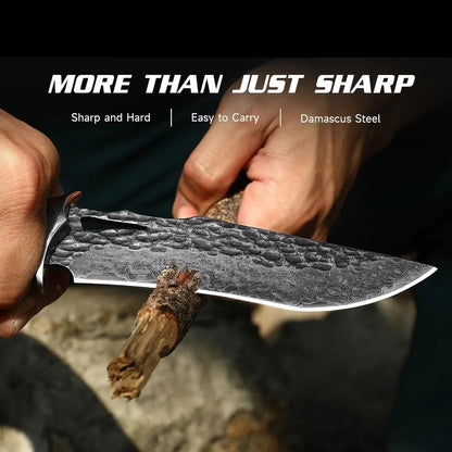 Personalized Damascus Hunting Knife –  Fixed Blade with Custom Engraving