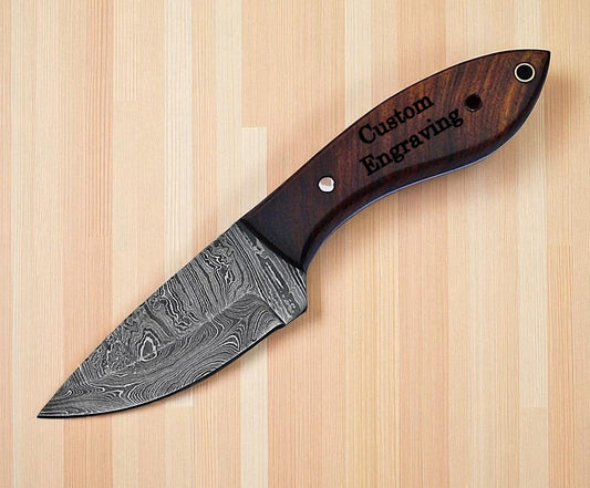 Rose Wood Handle 8" Damascus Hunting Knife