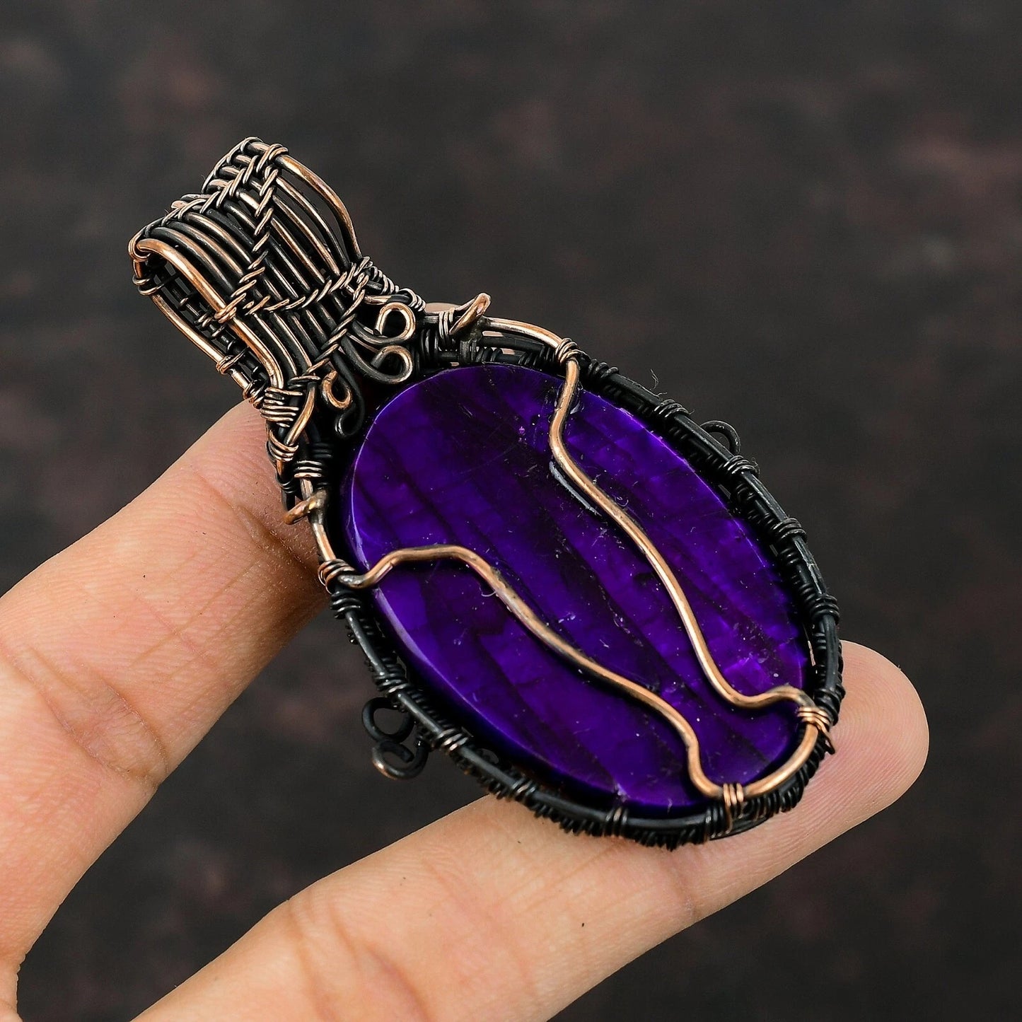 Wire Wrapped Purple Labradorite Pendant 20" Necklace