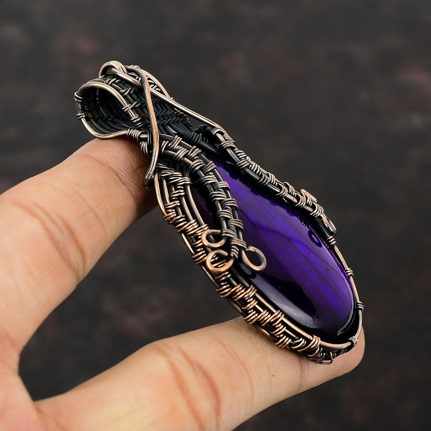 Wire Wrapped Purple Labradorite Pendant 20" Necklace