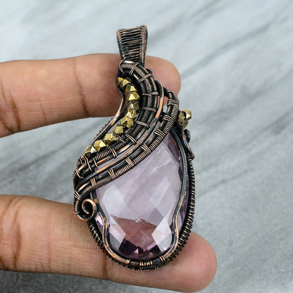 Wire Wrapped Necklace With Pink Kunzite Pendant