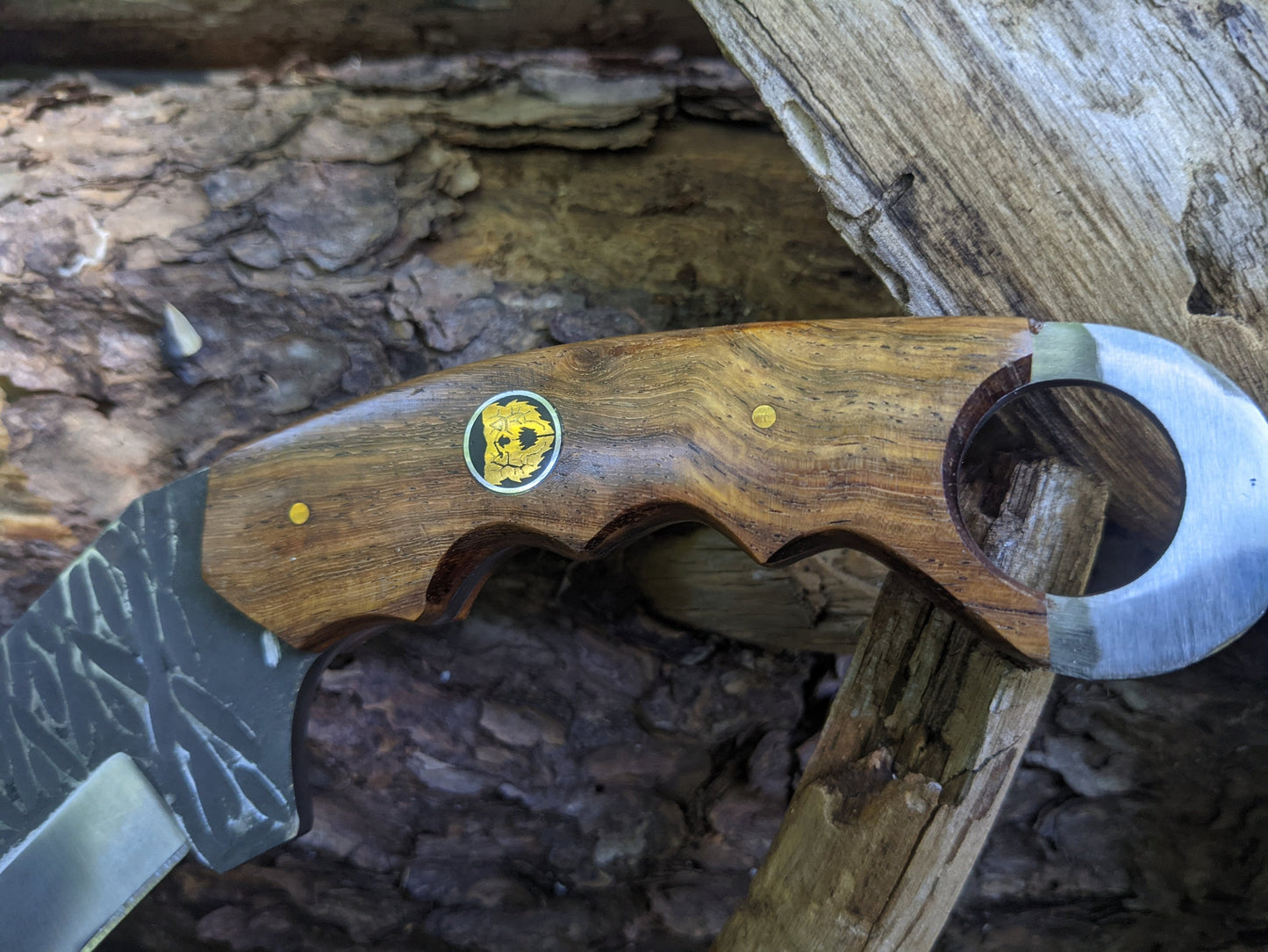 Custom Engraved Karambit | Rose Wood Hunting Knife | Hammered Knife | Groomsman Gift | Outdoors Camping Knife | Father Dad Gift | NR08-5