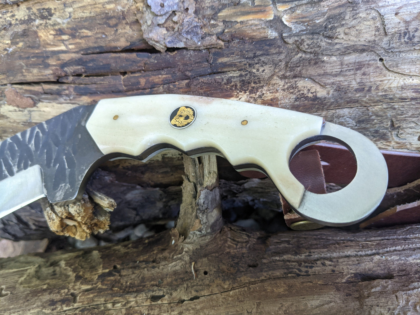 Buffalo Bone Handle Karambit Hunting Knife