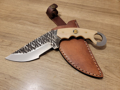 Buffalo Bone Handle Karambit Hunting Knife