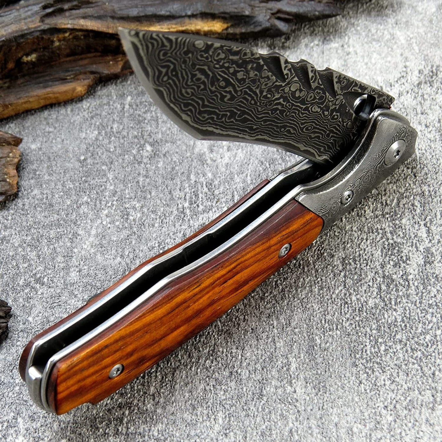 Engraved Gift For Him Pocket Knife, Personalized Damascus Folding Knives, Groomsmen Wedding Engraving Holiday Birthday Father Gifts VP24