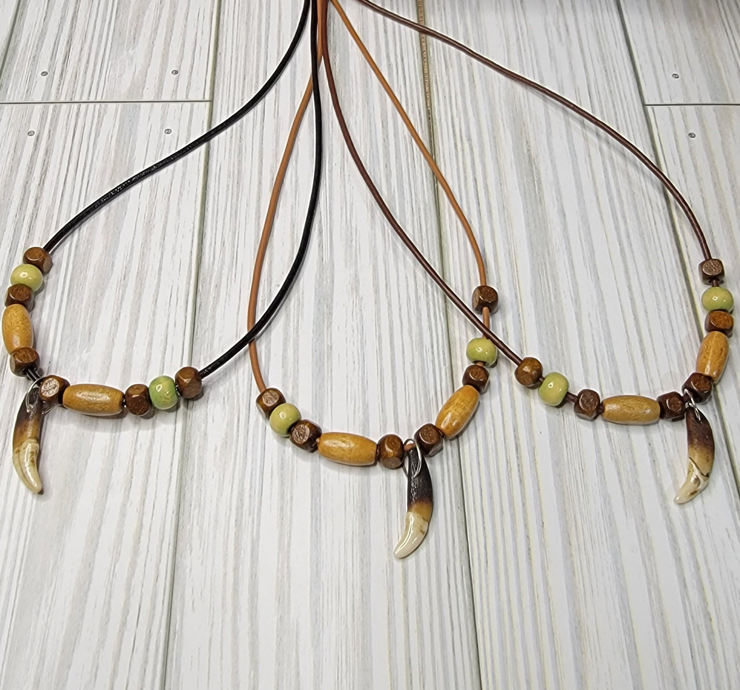 Antiqued Coyote Tooth Necklace - Handmade Rustic Viking Artisan Crafted, Native Tribal Style Custom Jewelry, Leather or Chain Option | CM12