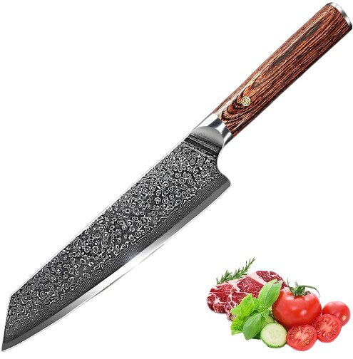 Engraved 8" Kitchen Knife Walnut Wood Handle Personalized Culinary Chef Knives Gifts for Him Her Anniversary Gift Cooking Cutlery VC20
