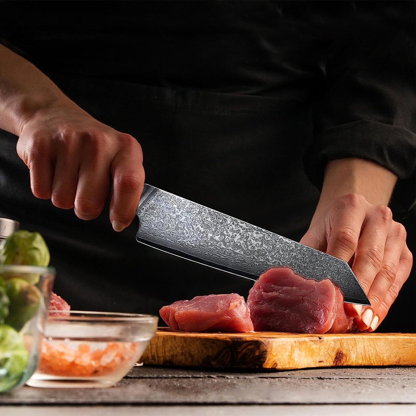 Engraved 8" Kitchen Knife Walnut Wood Handle Personalized Culinary Chef Knives Gifts for Him Her Anniversary Gift Cooking Cutlery VC20