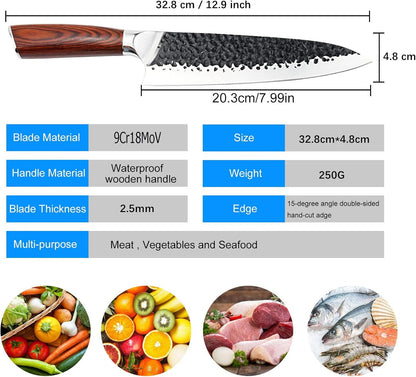 8" Kitchen Knife Engraved High Carbon Stainless Steel Professional Culinary Chef Knives Gifts for Him Her Cooking Cutlery Home Goods VP90