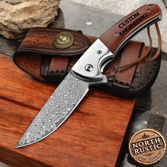 Engraved Pocket Knife Gift For Him, Wedding Groomsmen Folding Knife, Father Birthday Engraving Gifts, Personalized Anniversary Husband VP87