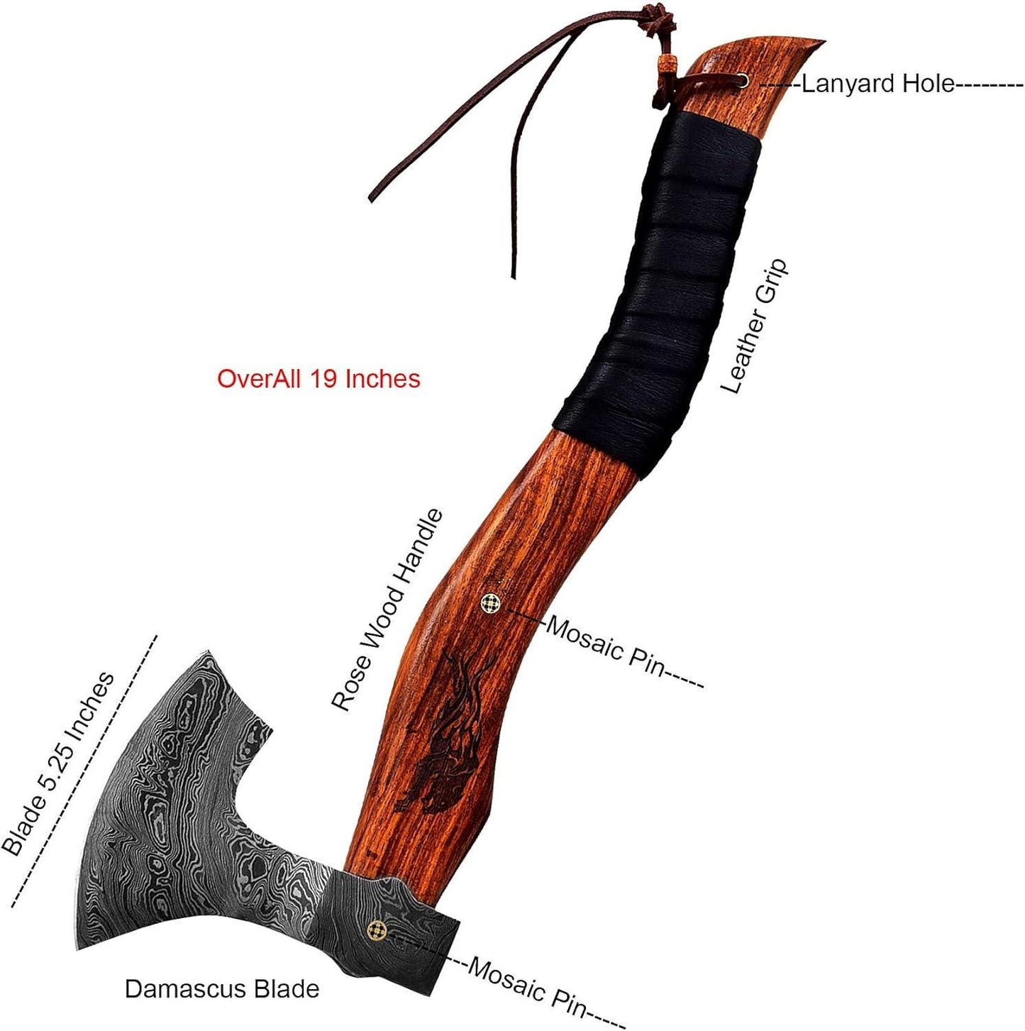 Engraved Damascus Hatchet Viking Axe – Personalized Walnut Wood Handle – Wedding Gifts, Fathers Day, Husband Anniversary, Gift For Him