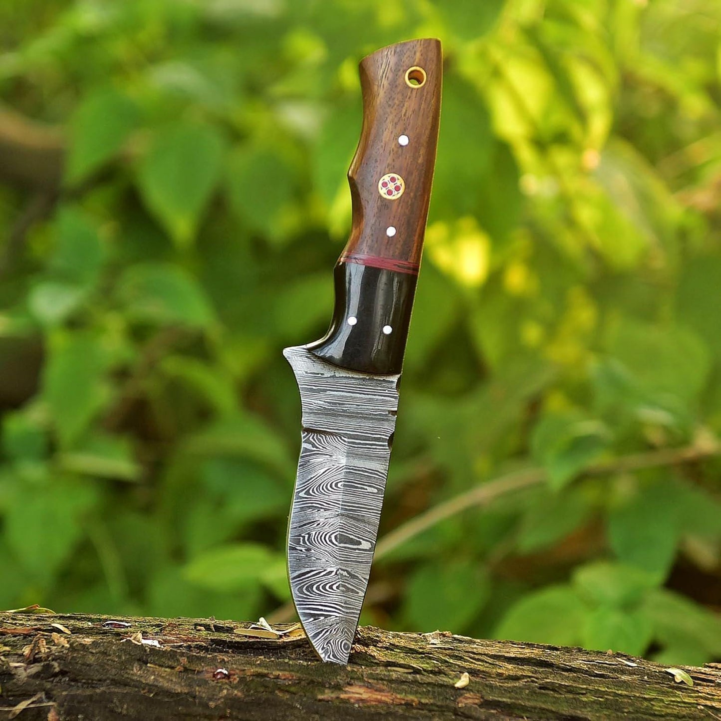 Rosewood Handle Engraved Knife – Personalized Damascus Hunting Knife – Groomsmen Gift, Fathers Day, Wedding Gifts, Husband Anniversary
