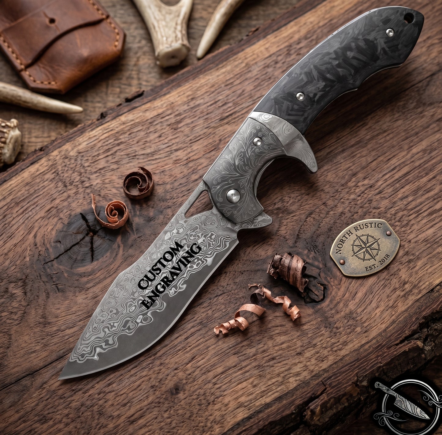 Carbon Fiber Handle VG10 Damascus Blade Folding Knife