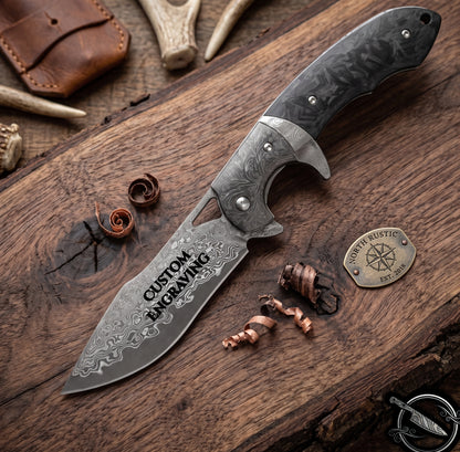 Carbon Fiber Handle VG10 Damascus Blade Folding Knife