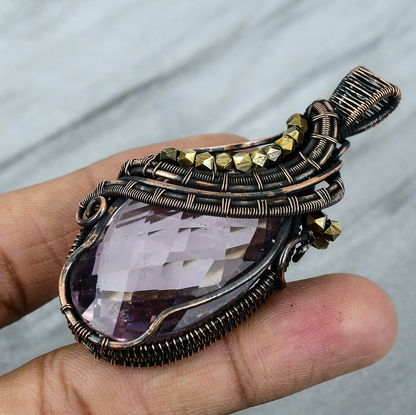 Wire Wrapped Necklace With Pink Kunzite Pendant