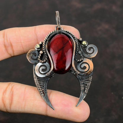 Wire Wrapped Red Labradorite Pendant 20" Necklace