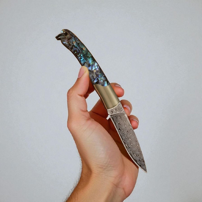 Abalone Damascus Pocket Knife