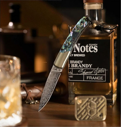 Abalone Damascus Pocket Knife