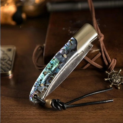 Abalone Damascus Pocket Knife