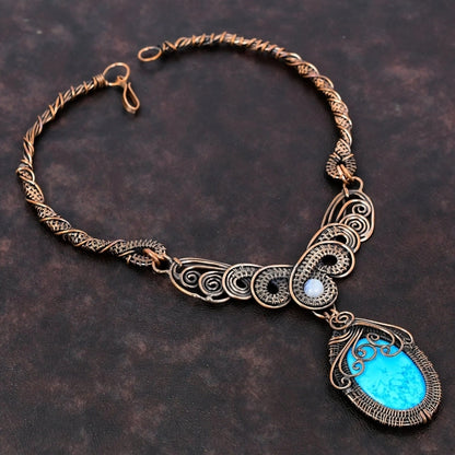 Arizona Turquoise Copper Wire Wrapped Necklace