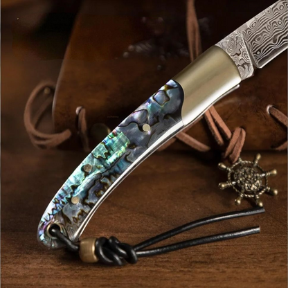 Abalone Damascus Pocket Knife