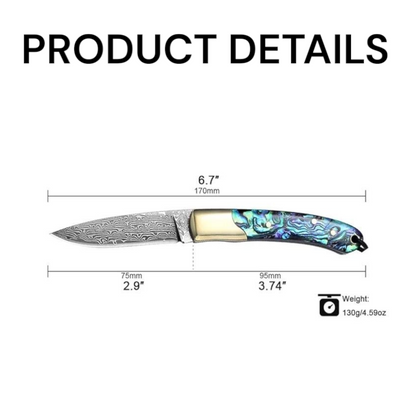 Abalone Damascus Pocket Knife