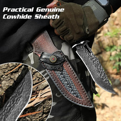 Personalized Damascus Hunting Knife –  Fixed Blade with Custom Engraving