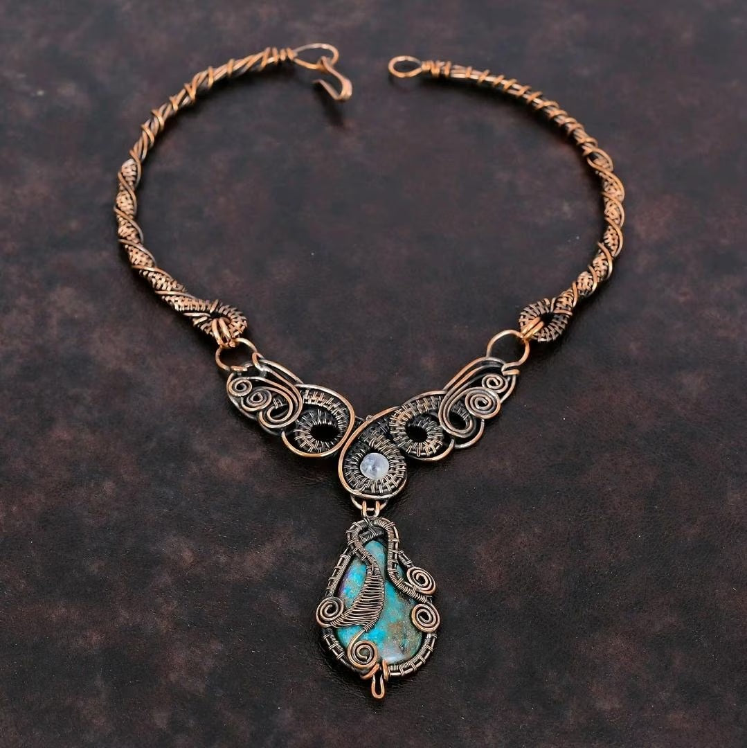 Wire Wrapped Necklace With Shattuckite Pendant